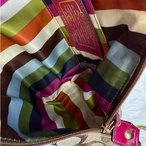 y2k COACH Legacy Stripe Signature Canvas  Mini Purse Shoulder Bag Wristlet - Picture 9 of 9